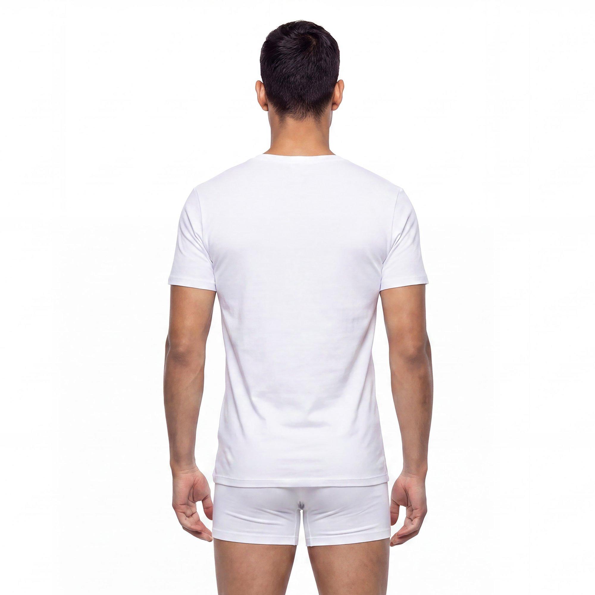 L/AB c/o Off-White Men's Chest Logo Slim Crew Undershirt (3 Pack) - Black/White/Grey - BLACK/WHITE/GREY