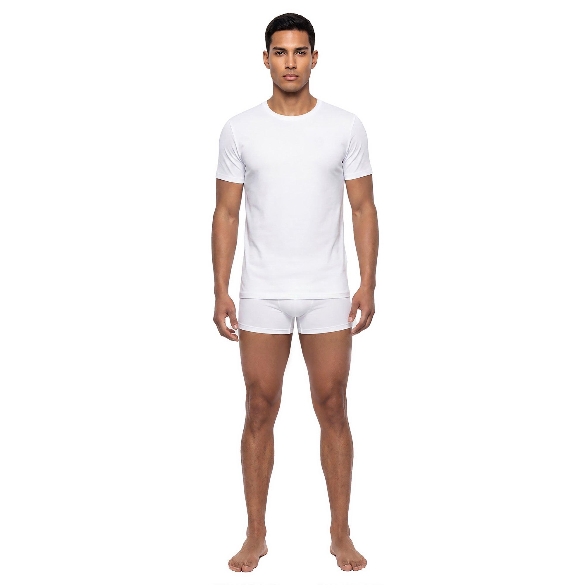 L/AB c/o Off-White Men's Chest Logo Slim Crew Undershirt (3 Pack) - Black/White/Grey - BLACK/WHITE/GREY