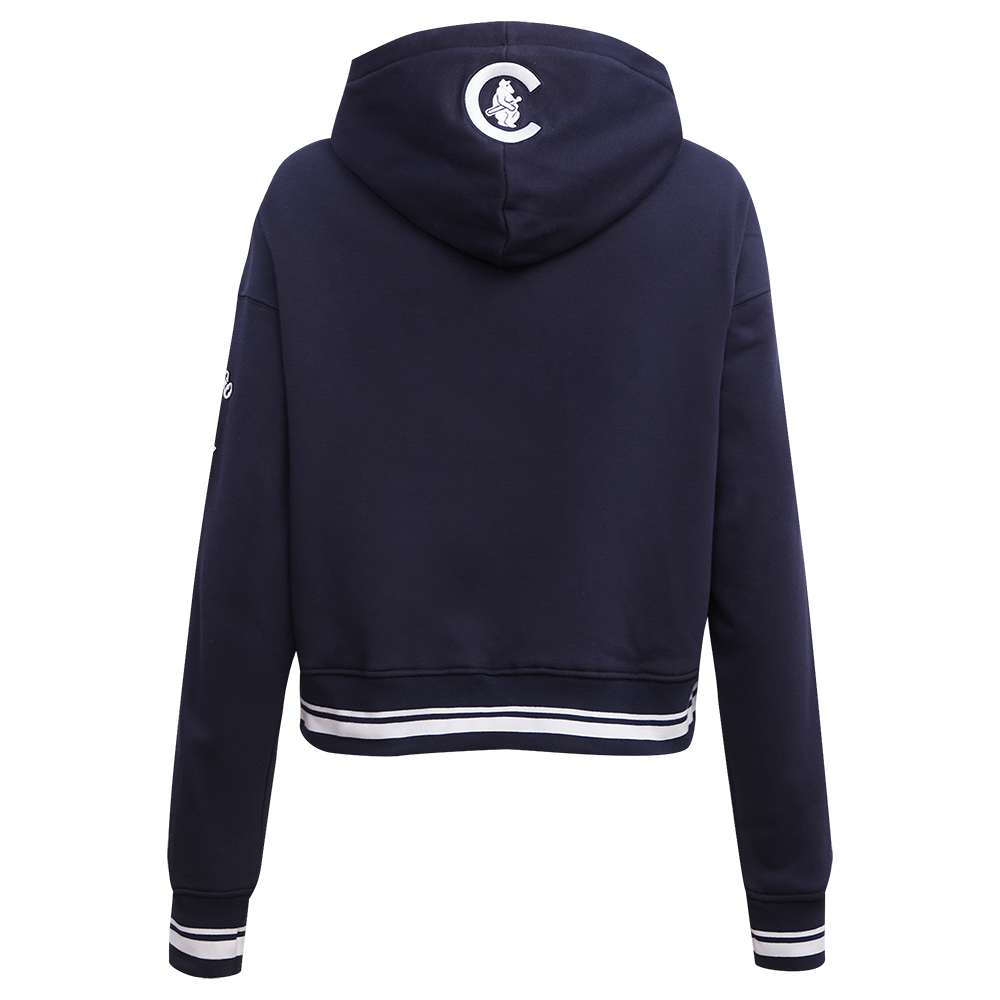 Pro Standard Women's MLB Chicago Cubs Retro Classic Cropped Fleece Hoodie -Navy - NAVY Thumbnail View 2