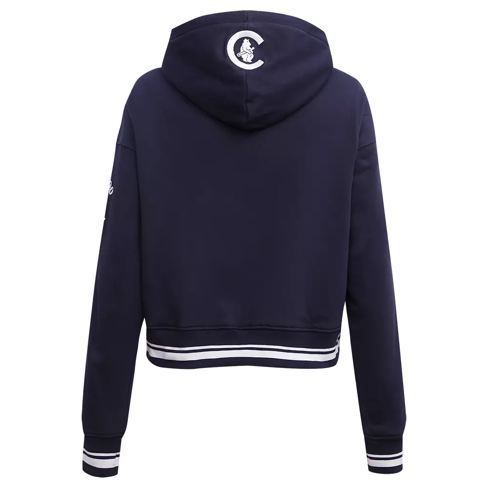 Pro Standard Women's MLB Chicago Cubs Retro Classic Cropped Fleece Hoodie -Navy - NAVY