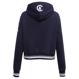 Pro Standard Women's MLB Chicago Cubs Retro Classic Cropped Fleece Hoodie -Navy