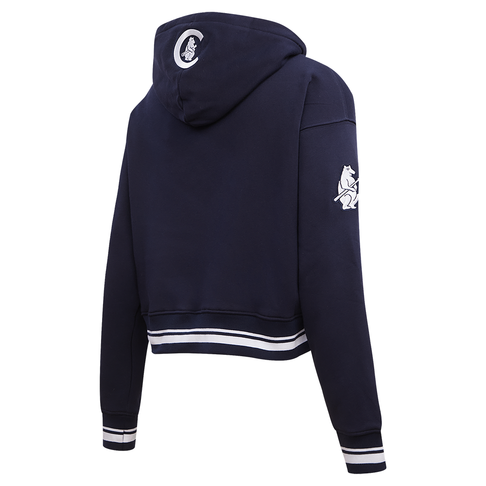Pro Standard Women's MLB Chicago Cubs Retro Classic Cropped Fleece Hoodie -Navy - NAVY Thumbnail View 4