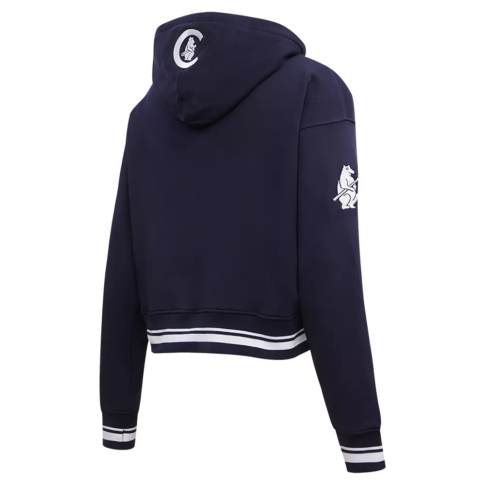 Pro Standard Women's MLB Chicago Cubs Retro Classic Cropped Fleece Hoodie -Navy - NAVY