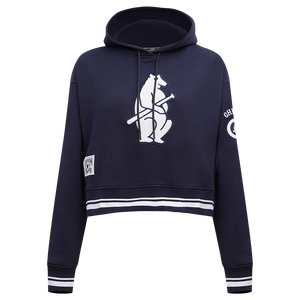 Pro Standard Women's MLB Chicago Cubs Retro Classic Cropped Fleece Hoodie -Navy