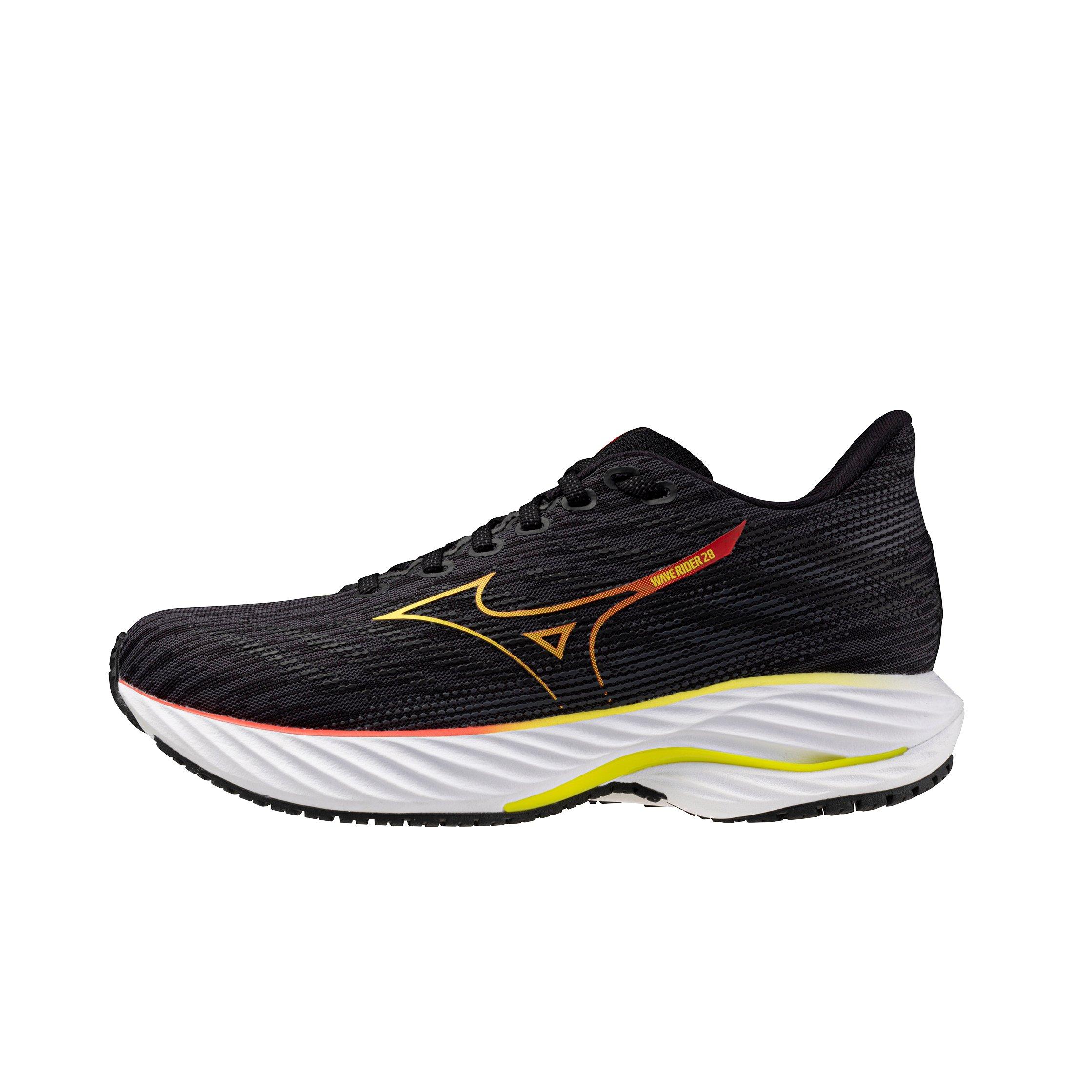 Mizuno Wave Rider 28 "Black/Evening Primrose" Women's Running Shoe - BLACK/PRIMROSE Thumbnail View 2
