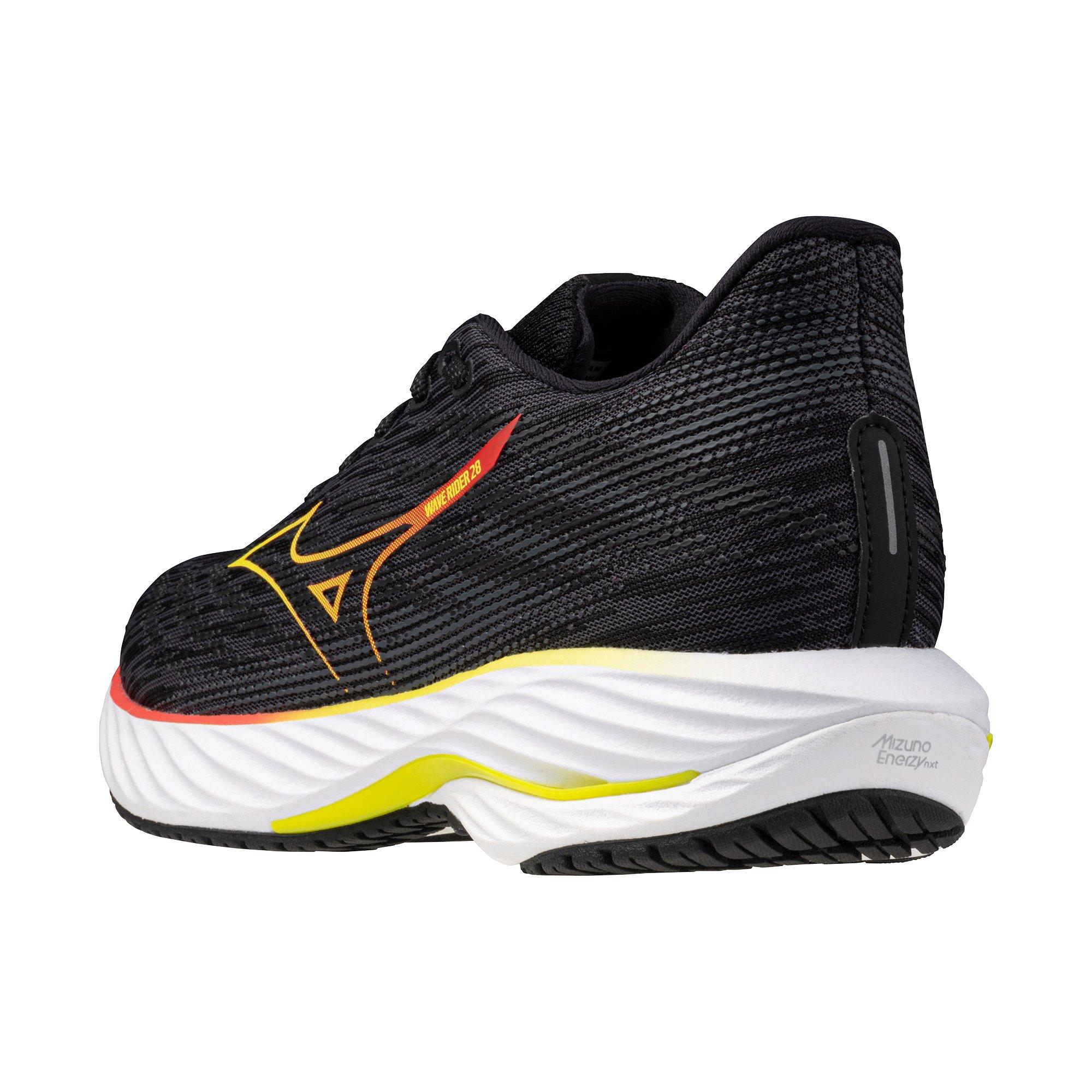 Mizuno Wave Rider 28 "Black/Evening Primrose" Women's Running Shoe - BLACK/PRIMROSE Thumbnail View 4