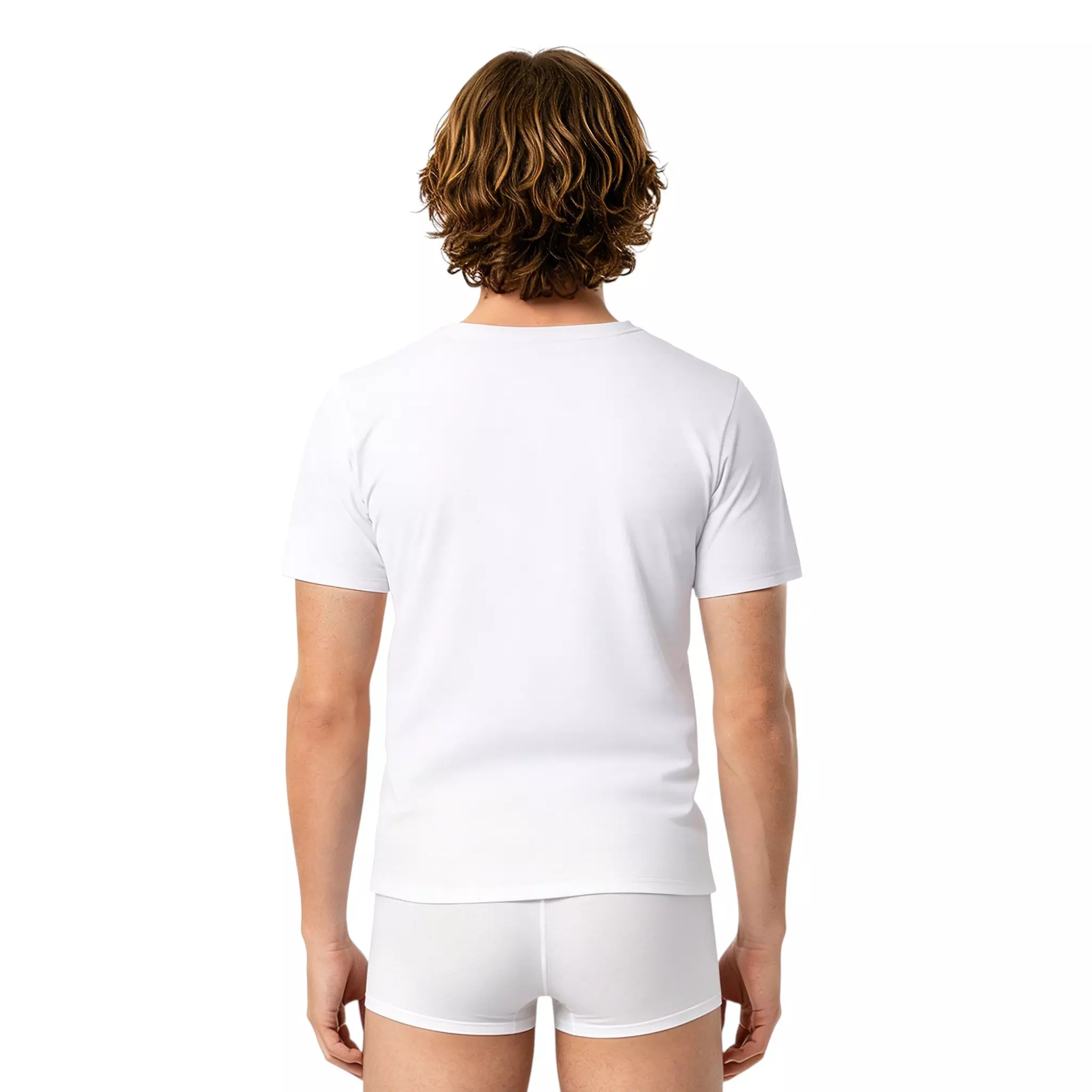 L/AB c/o Off-White Men's Chest Logo Slim Crew Undershirt (3 Pack) - White - WHITE