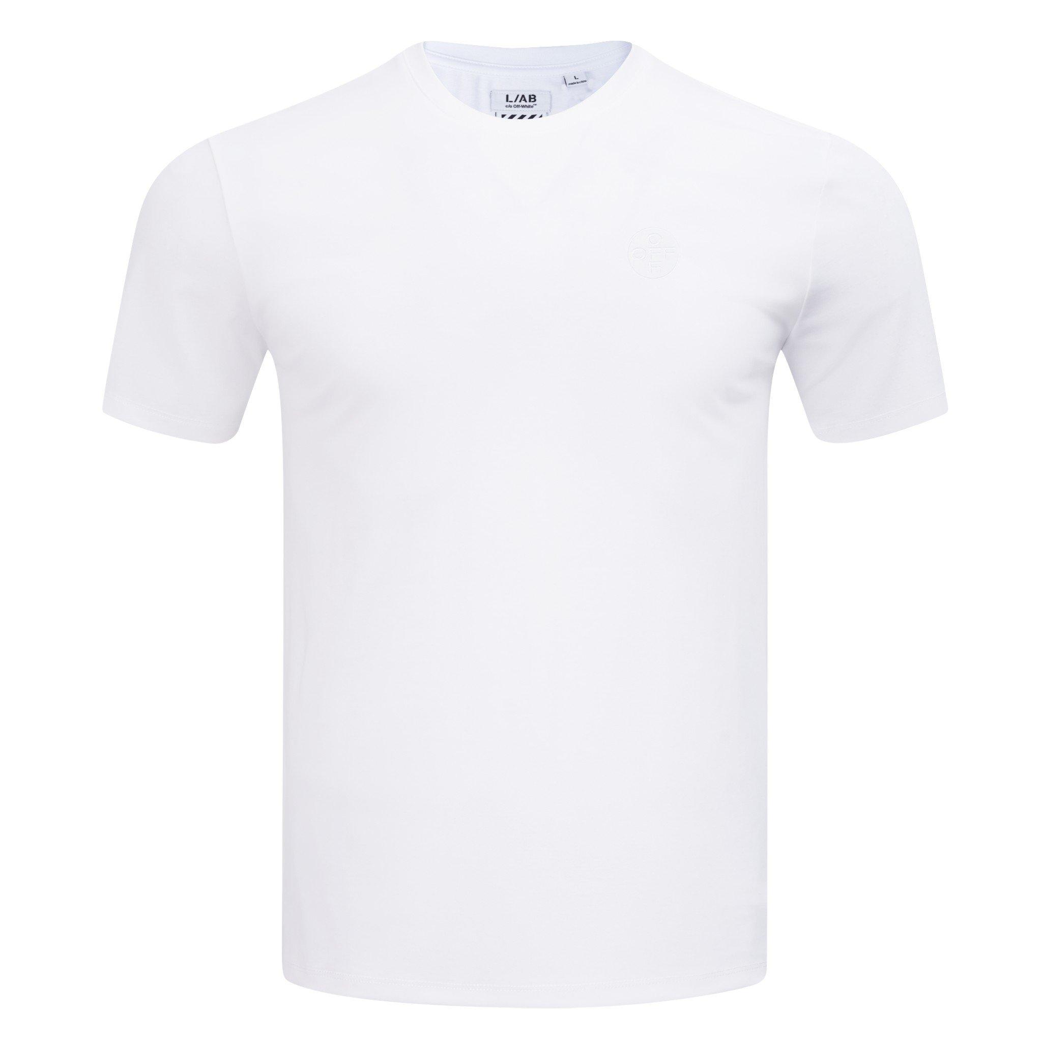 L/AB c/o Off-White Men's Chest Logo Slim Crew Undershirt (3 Pack) - White - WHITE