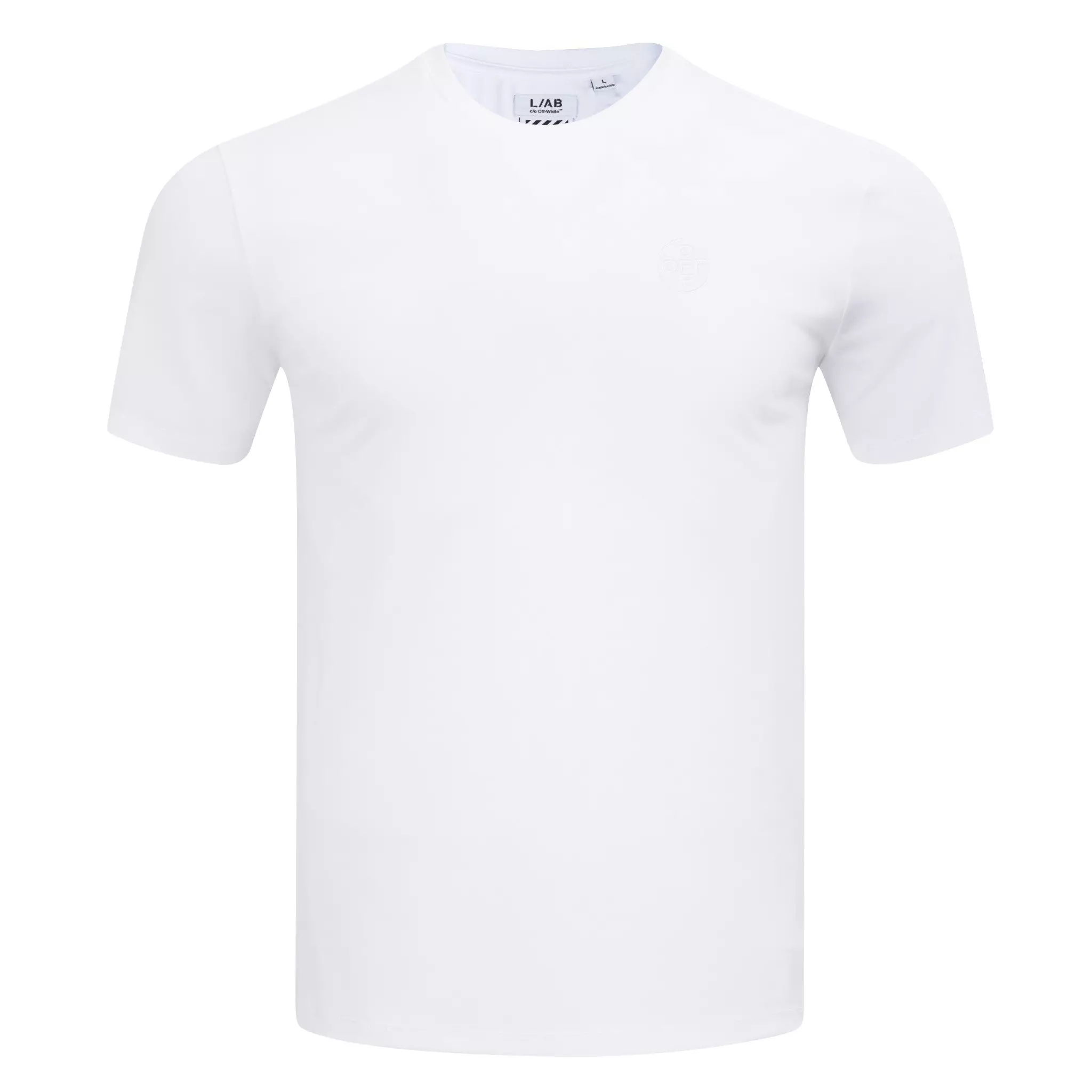 L/AB c/o Off-White Men's Chest Logo Slim Crew Undershirt (3 Pack) - White - WHITE