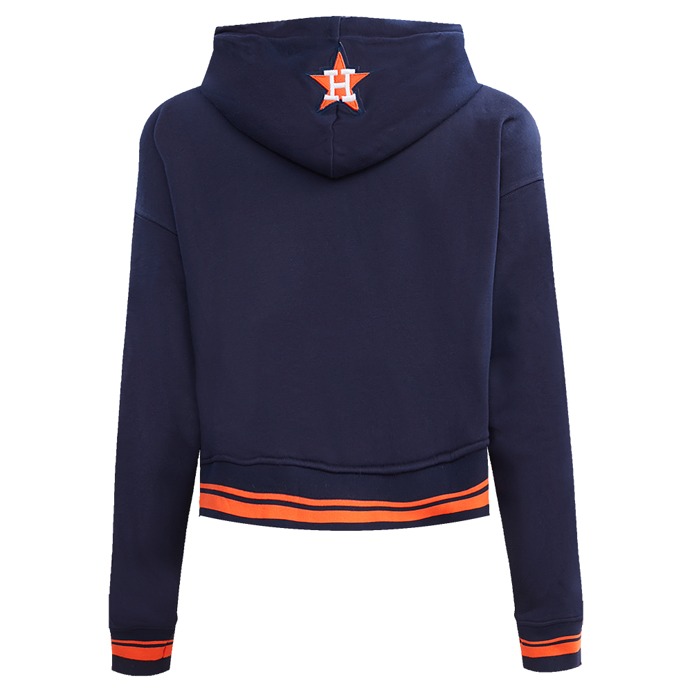 Pro Standard Women's MLB Houston Astros Retro Classic Cropped Fleece Hoodie -Navy/Orange - NAVY/ORANGE Thumbnail View 2