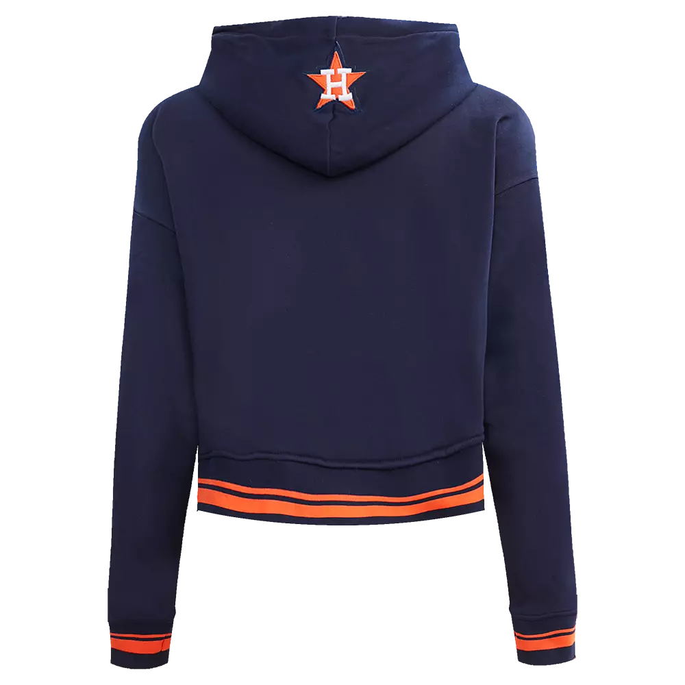 Pro Standard Women's MLB Houston Astros Retro Classic Cropped Fleece Hoodie -Navy/Orange - NAVY/ORANGE
