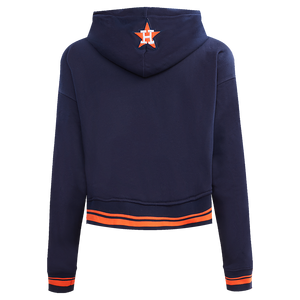 Pro Standard Women's MLB Houston Astros Retro Classic Cropped Fleece Hoodie -Navy/Orange