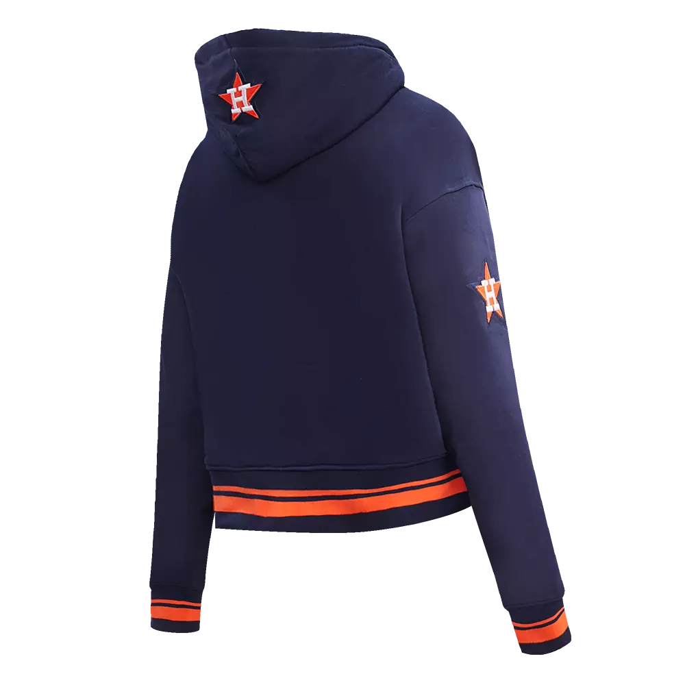 Pro Standard Women's MLB Houston Astros Retro Classic Cropped Fleece Hoodie -Navy/Orange - NAVY/ORANGE