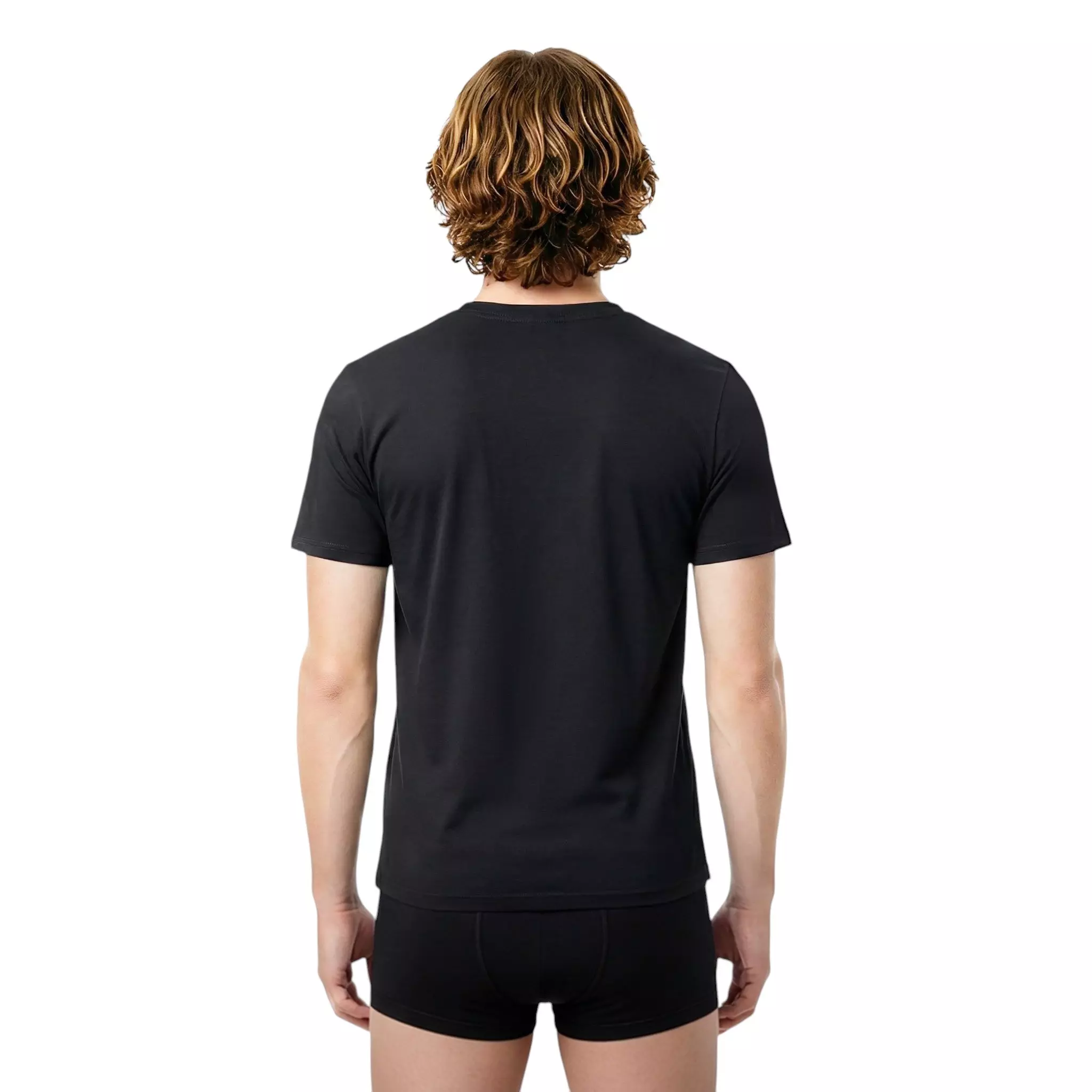 L/AB c/o Off-White Men's Hem Logo Slim Fit Crew Undershirt (3 Pack) - Black - BLACK