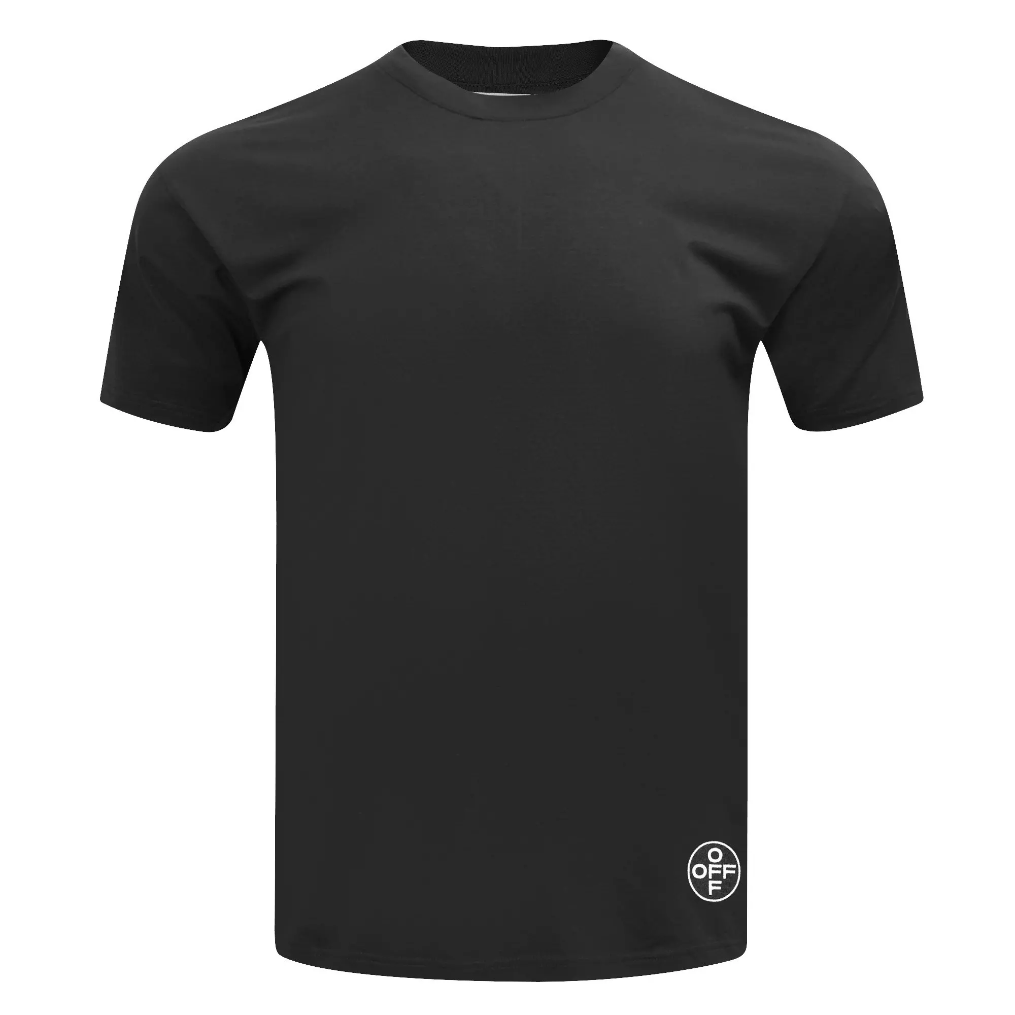 L/AB c/o Off-White Men's Hem Logo Slim Fit Crew Undershirt (3 Pack) - Black - BLACK