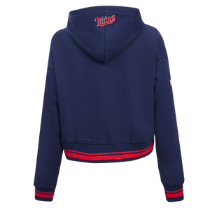 Pro Standard Women's MLB Minnesota Twins Retro Classic Cropped Fleece Hoodie -Navy/Red