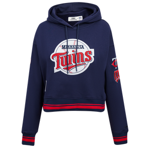Pro Standard Women's MLB Minnesota Twins Retro Classic Cropped Fleece Hoodie -Navy/Red