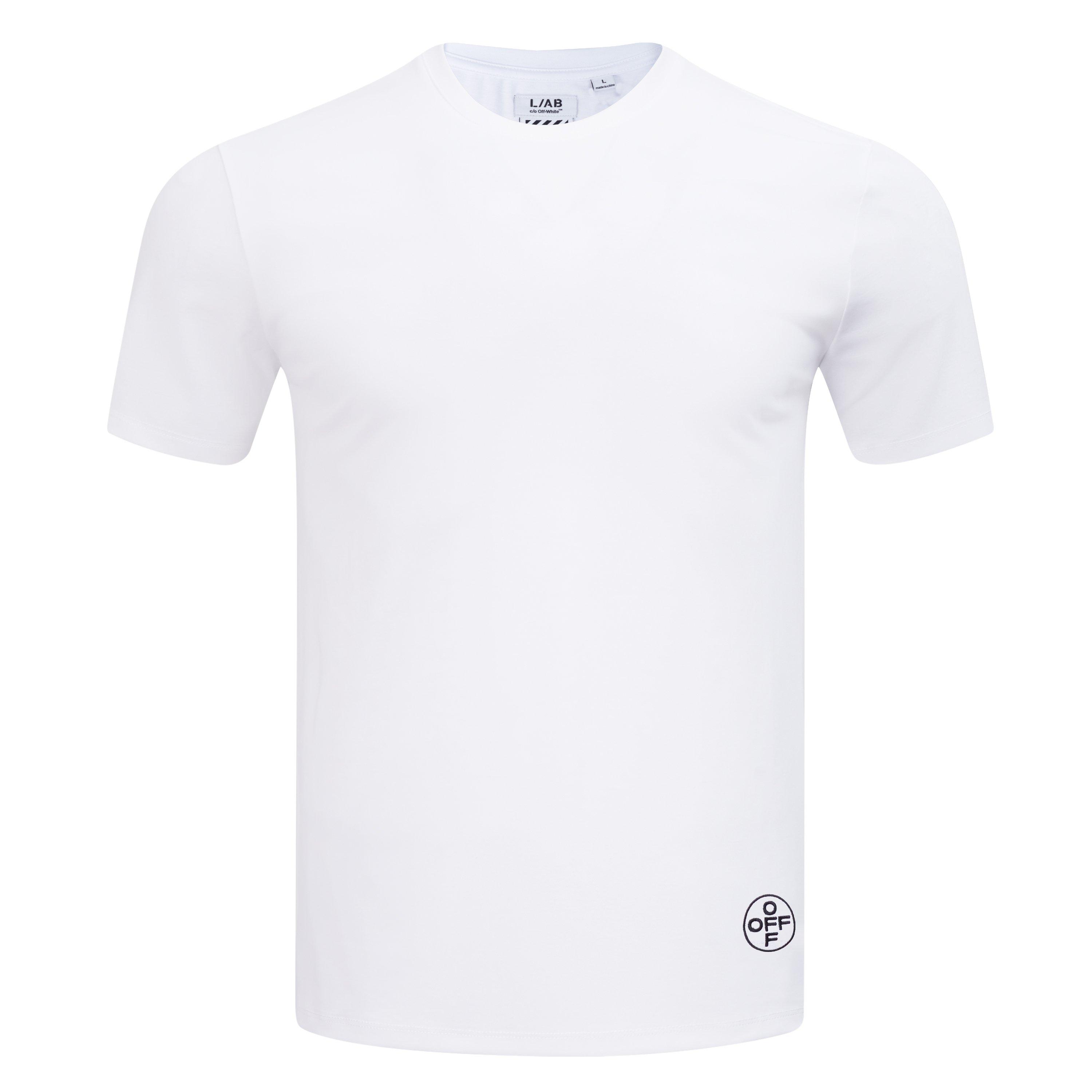 L/AB c/o Off-White Men's Hem Logo Slim Fit Crew Undershirt (3 Pack) - White - WHITE