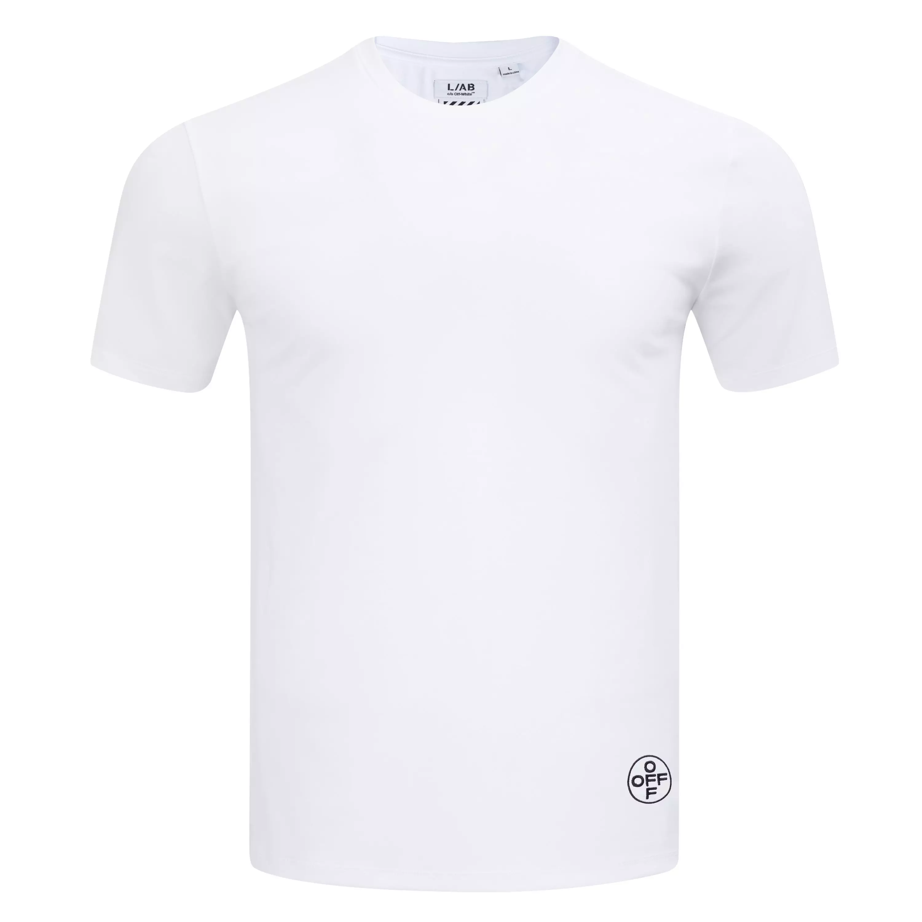 L/AB c/o Off-White Men's Hem Logo Slim Fit Crew Undershirt (3 Pack) - White - WHITE