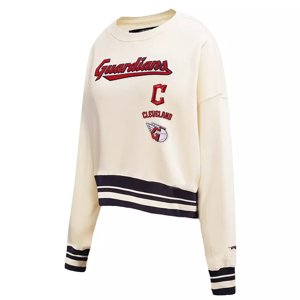 Pro Standard Women's Cleveland Guardians Retro Classics Crewneck - Eggshell - EGGSHELL