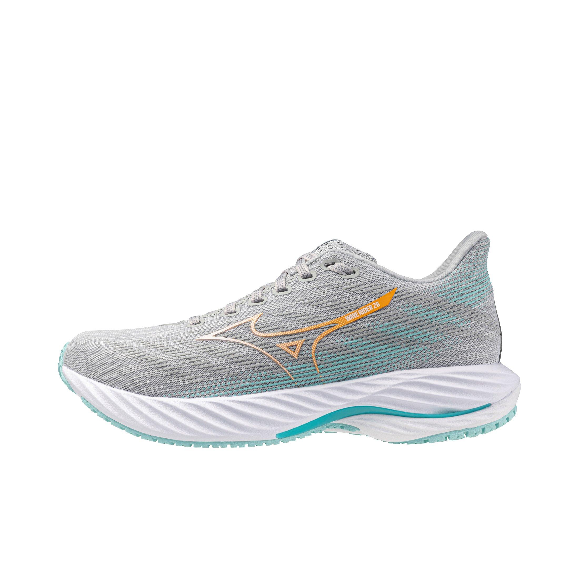 (取寄) ミズノ レディース ウェーブ ライダー 28 Mizuno women Wave Rider 28 Harbor Mist/White Mizuno Wave Rider 28 Women's Mesh Running Shoe - Harbor Mist