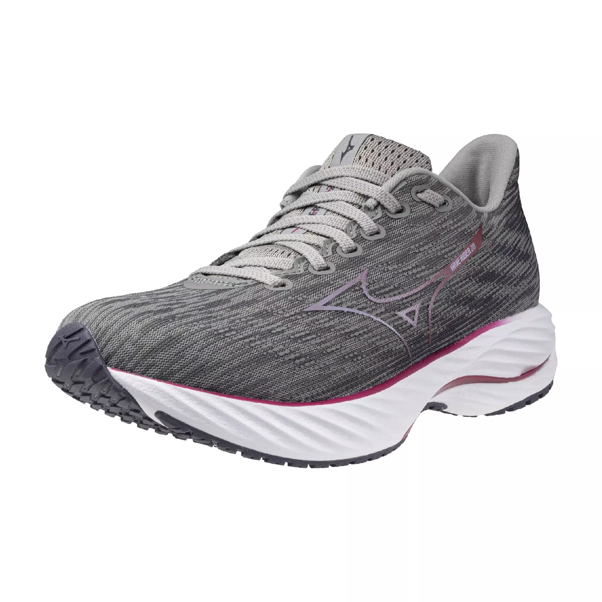 Mizuno Wave Rider 28 "Ultimate Grey/Cosmo Chrome" Women's Running Shoe - GREY/CHROME