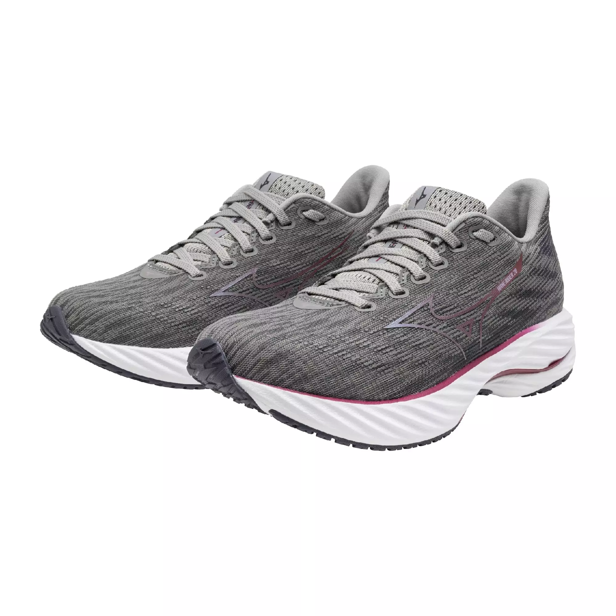 Mizuno Wave Rider 28 "Ultimate Grey/Cosmo Chrome" Women's Running Shoe - GREY/CHROME