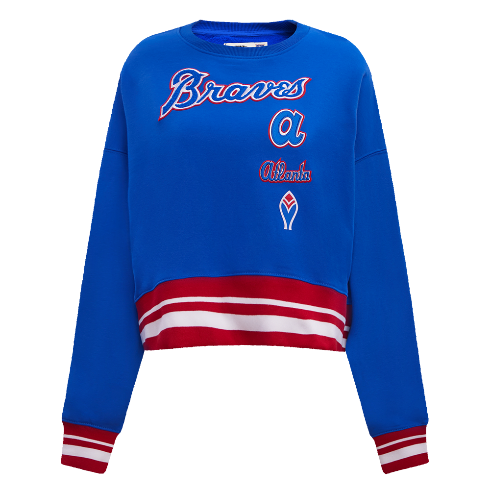 Pro Standard Women's Atlanta Braves Retro Classics Crewneck - Royal/Red - ROYAL/RED Thumbnail View 1