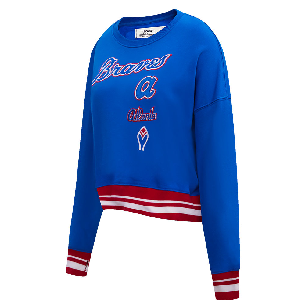 Pro Standard Women's Atlanta Braves Retro Classics Crewneck - Royal/Red - ROYAL/RED Thumbnail View 3