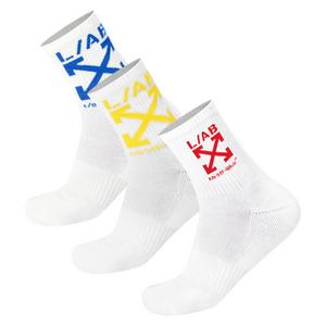 L/AB c/o Off-White Clamp Arrow Quarter Socks (3 Pairs) - White/Multi-Color - WHITE/MULTI