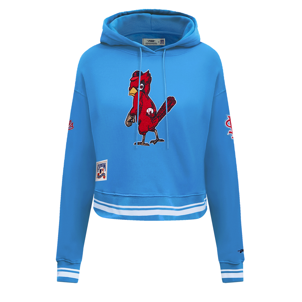 Pro Standard Women's MLB St. Louis Cardinals Retro Classic Cropped Fleece Hoodie - Blue/White - BLUE/WHITE Thumbnail View 1