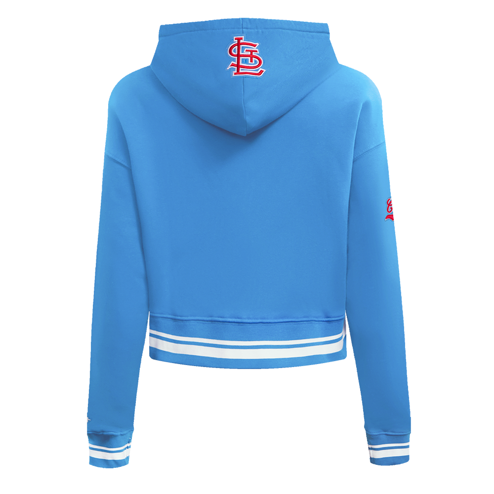 Pro Standard Women's MLB St. Louis Cardinals Retro Classic Cropped Fleece Hoodie - Blue/White - BLUE/WHITE Thumbnail View 2