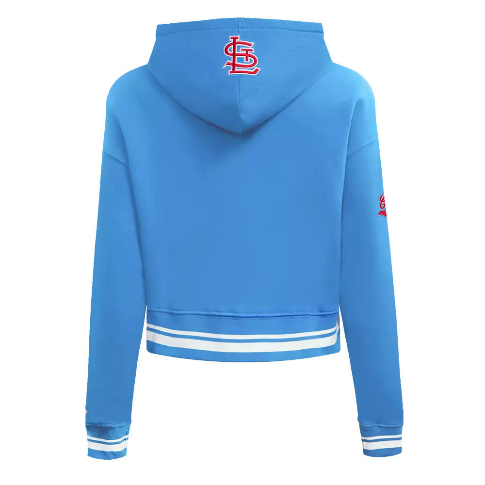 Pro Standard Women's MLB St. Louis Cardinals Retro Classic Cropped Fleece Hoodie -Blue/White - BLUE/WHITE
