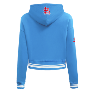 Pro Standard Women's MLB St. Louis Cardinals Retro Classic Cropped Fleece Hoodie -Blue/White