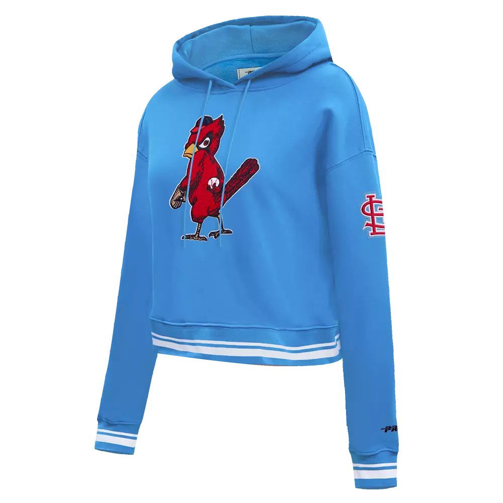 Pro Standard Women's MLB St. Louis Cardinals Retro Classic Cropped Fleece Hoodie -Blue/White - BLUE/WHITE