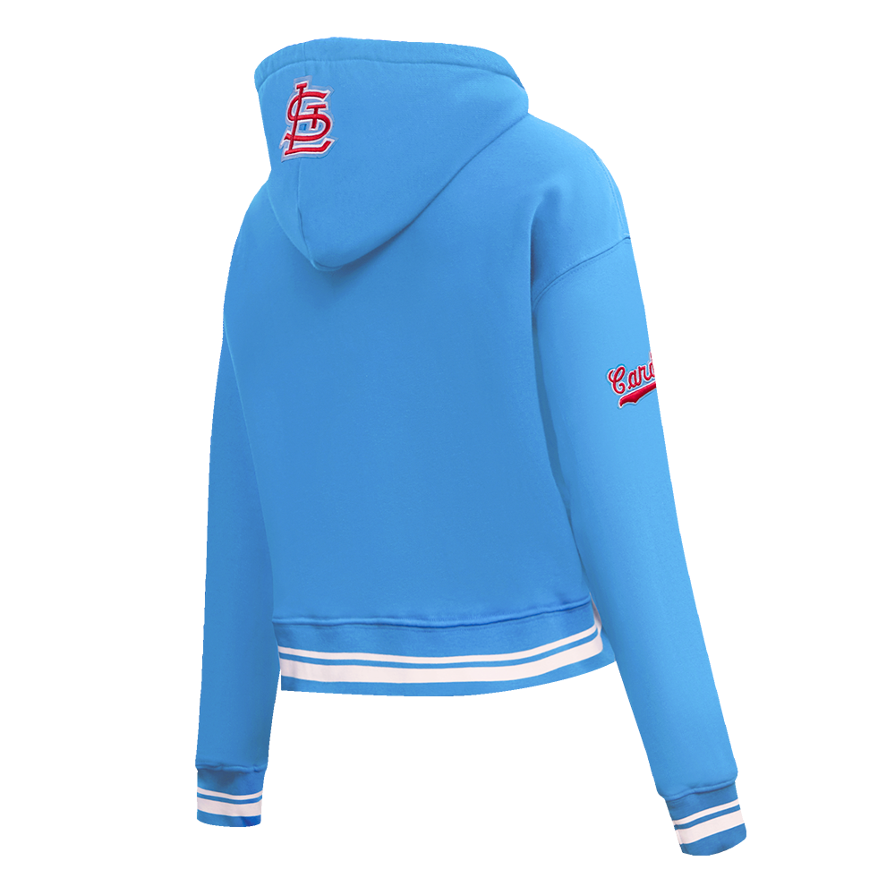 Pro Standard Women's MLB St. Louis Cardinals Retro Classic Cropped Fleece Hoodie - Blue/White - BLUE/WHITE Thumbnail View 4