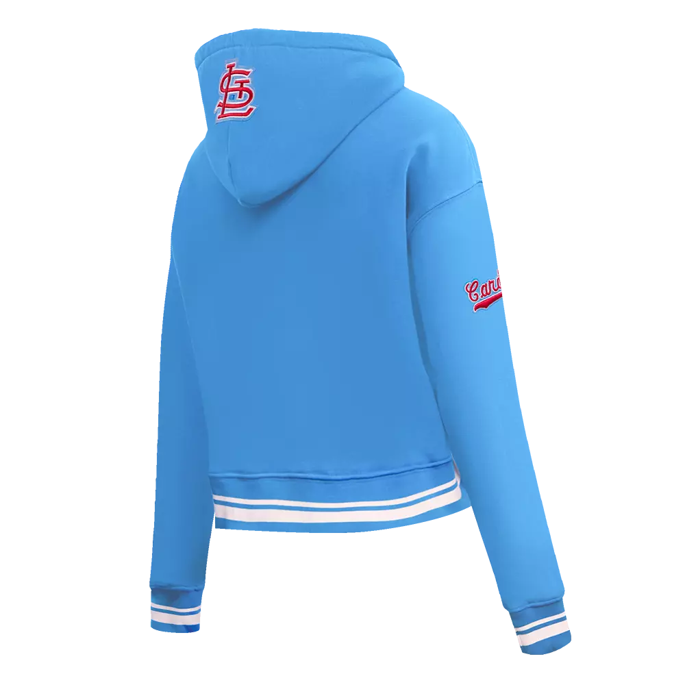 Pro Standard Women's MLB St. Louis Cardinals Retro Classic Cropped Fleece Hoodie - Blue/White - BLUE/WHITE