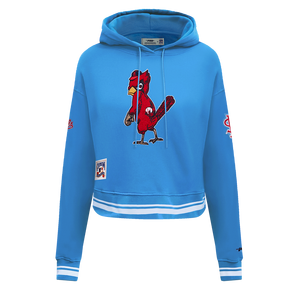 Pro Standard Women's MLB St. Louis Cardinals Retro Classic Cropped Fleece Hoodie -Blue/White