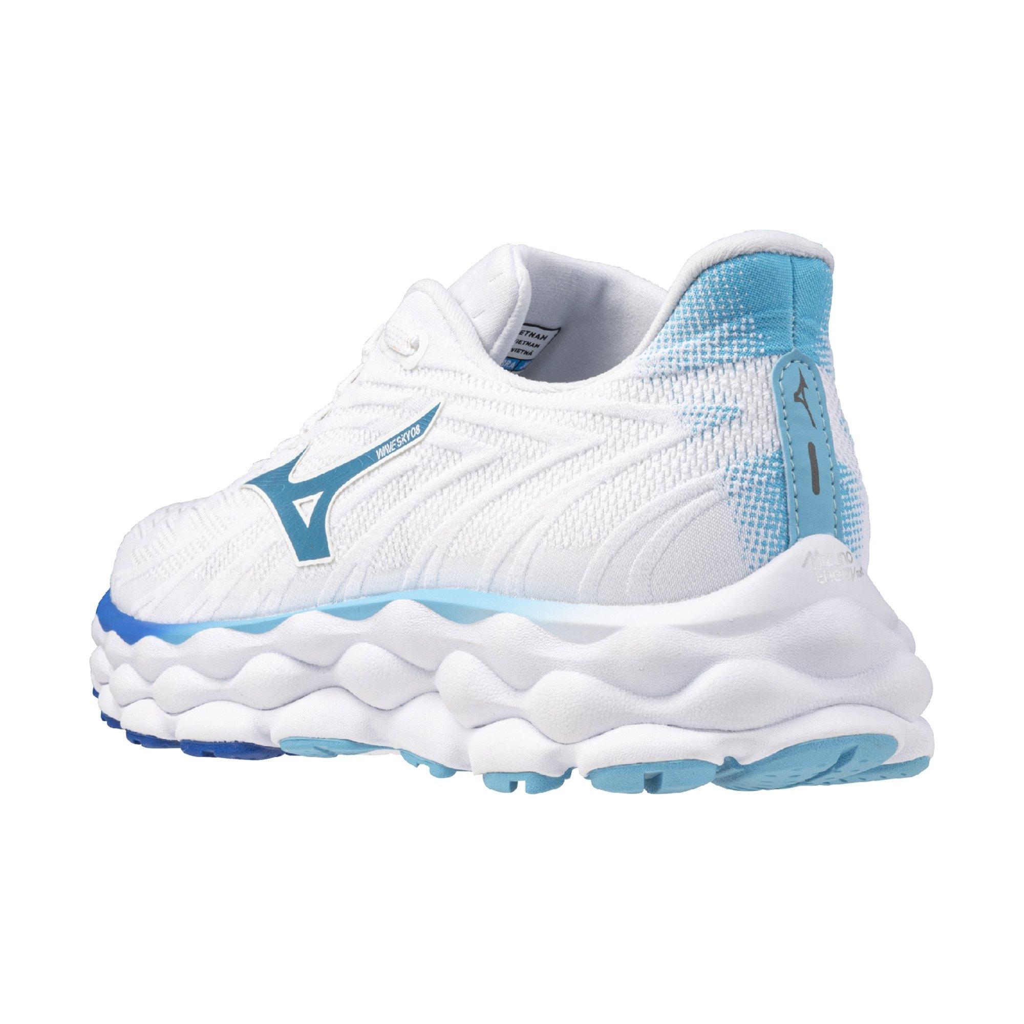 Mizuno Wave Sky 8 "White/Moroccan Blue" Women's Running Shoe - WHITE/BLUE Thumbnail View 4