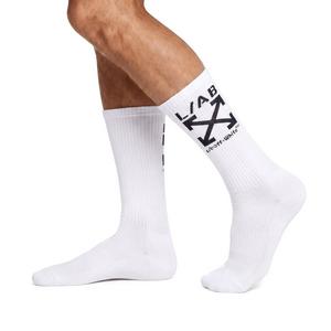 L/AB c/o Off-White Clamp Arrow Crew Socks (3 Pairs) &ndash; White/Black - WHITE/BLACK