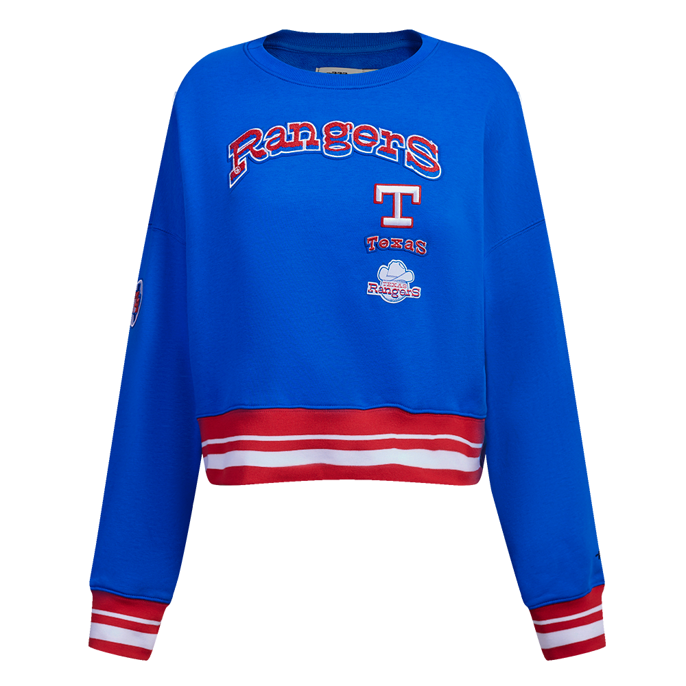 Pro Standard Women's Texas Rangers Retro Classics Crewneck - Royal/Red - ROYAL/RED Thumbnail View 1
