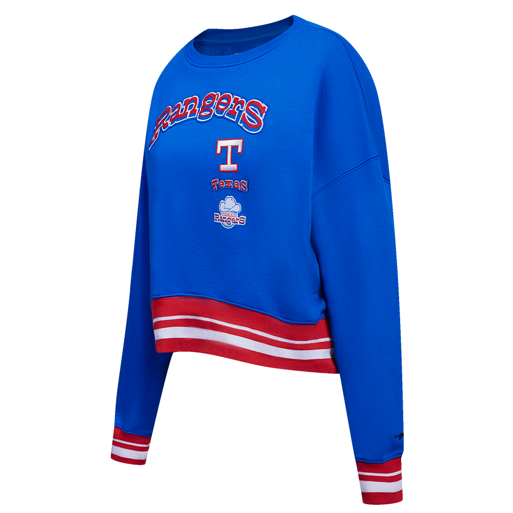 Pro Standard Women's Texas Rangers Retro Classics Crewneck - Royal/Red - ROYAL/RED Thumbnail View 3