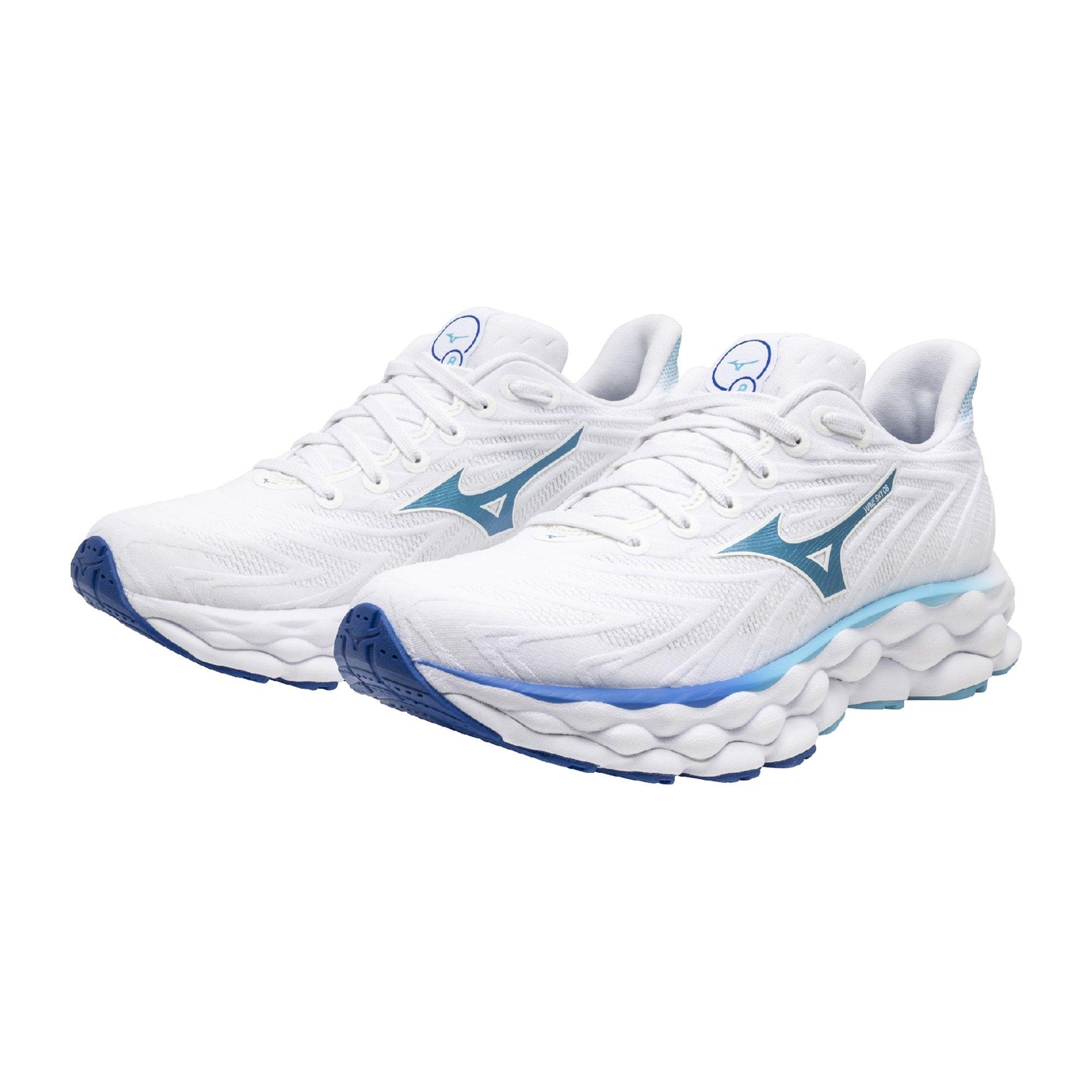 Mizuno Wave Sky 8 D "White/Moroccan Blue" Women's Running Shoe - WHITE/BLUE Thumbnail View 5