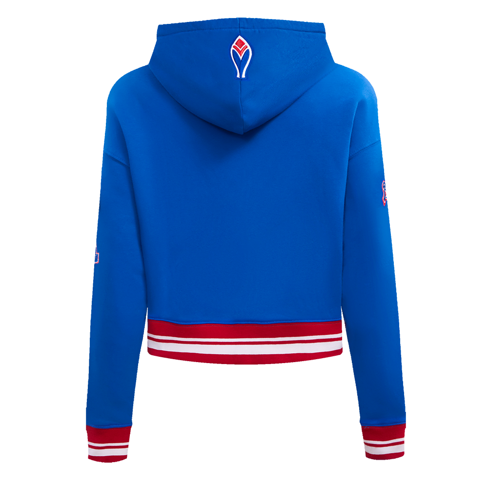 Pro Standard Women's MLB Atlanta Braves Retro Classic Cropped Fleece Hoodie -Royal Blue/Red - ROYAL/RED Thumbnail View 2