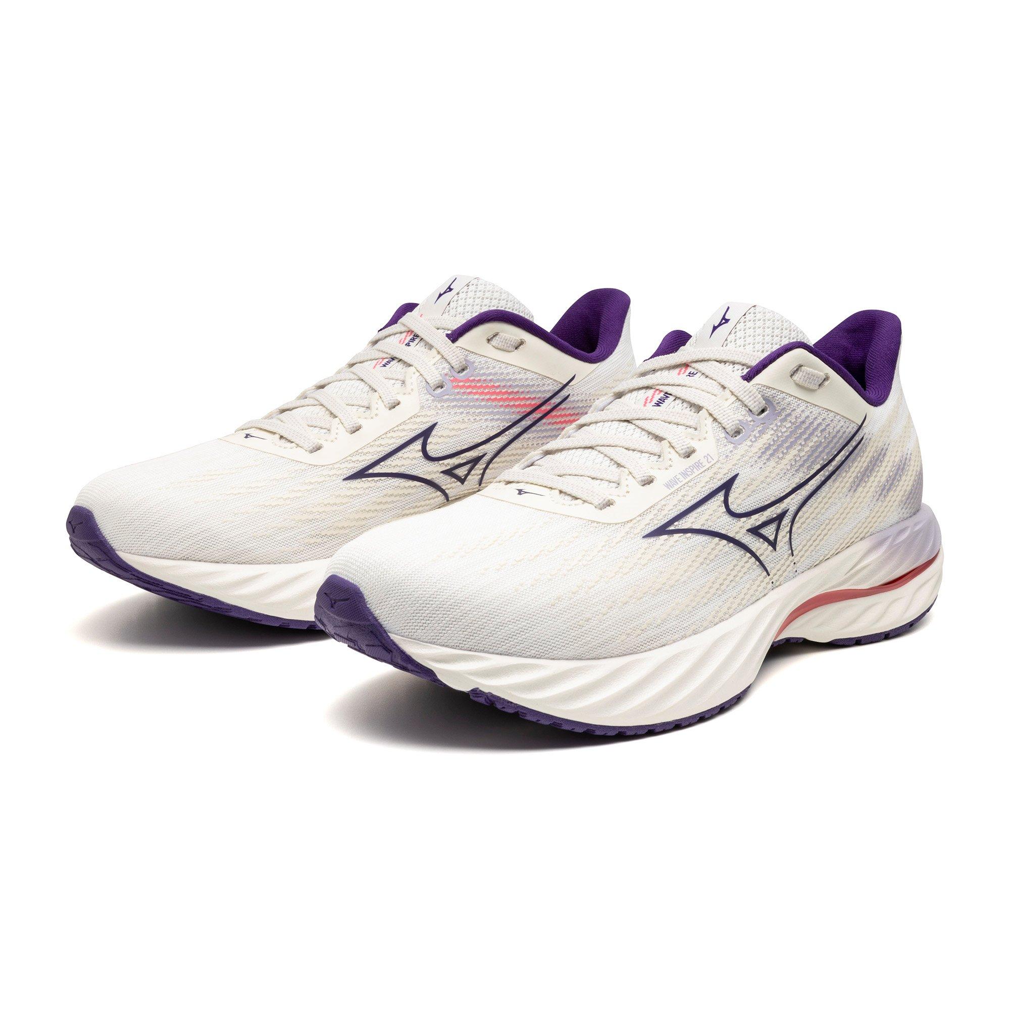 Mizuno Wave Inspire 21 "White/Vintage Indigo" Women's Running Shoe - WHITE/INDIGO Thumbnail View 5