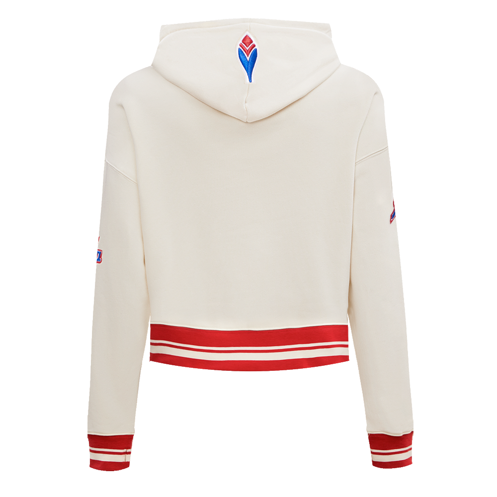 Pro Standard Women's MLB Atlanta Braves Retro Classic Cropped Fleece Hoodie - Eggshell/Red - EGGSHELL/RED Thumbnail View 2