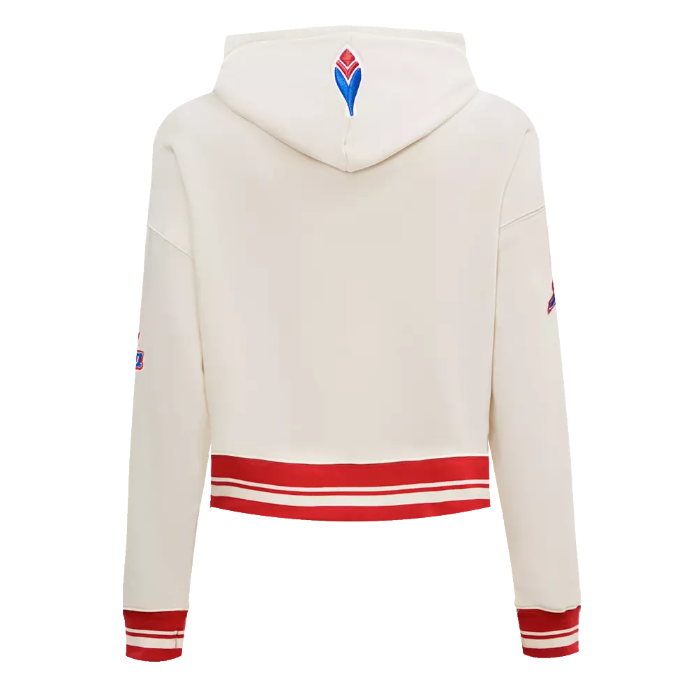 Pro Standard Women's MLB Atlanta Braves Retro Classic Cropped Fleece Hoodie - Eggshell/Red - EGGSHELL/RED