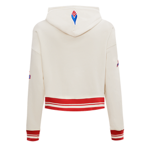 Pro Standard Women's MLB Atlanta Braves Retro Classic Cropped Fleece Hoodie -Eggshell/Red