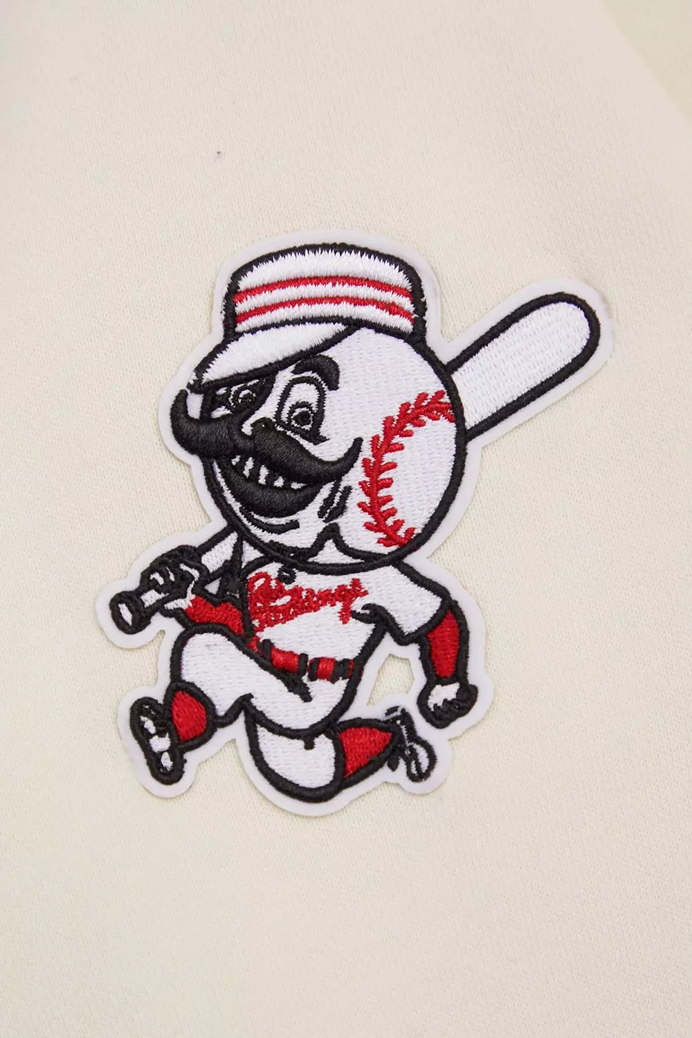 Pro Standard Women's MLB Cincinnati Reds Retro Classic Cropped Fleece Hoodie - Eggshell/Red - EGGSHELL/RED