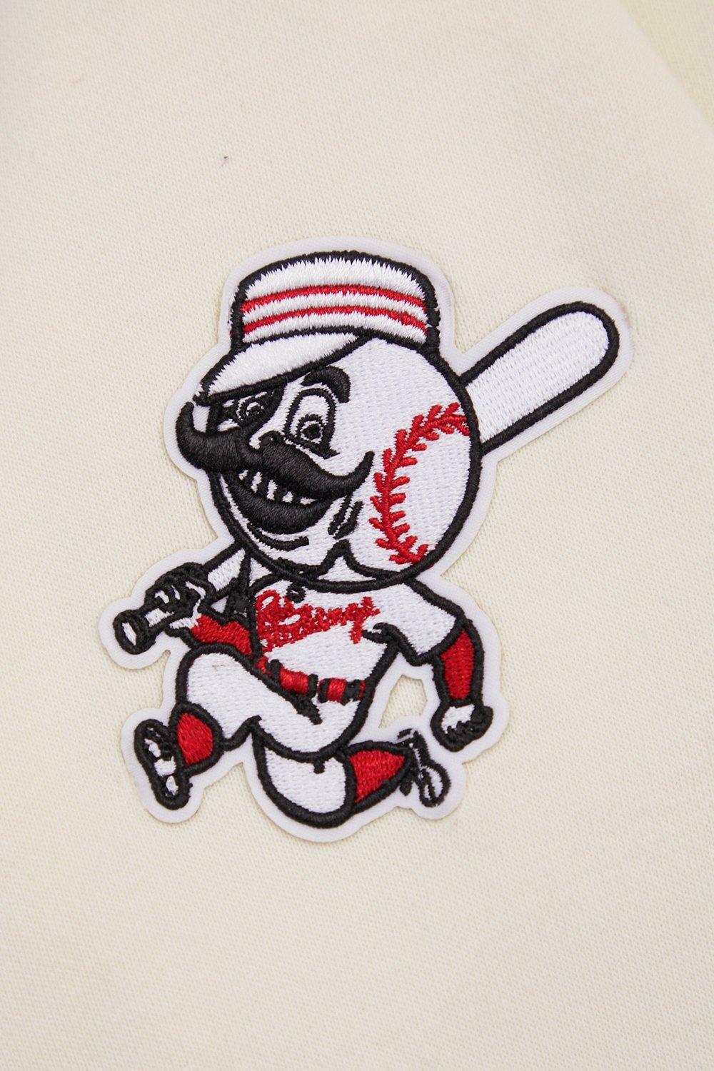 Pro Standard Women's MLB Cincinnati Reds Retro Classic Cropped Fleece Hoodie -Eggshell/Red - EGGSHELL/RED Thumbnail View 6